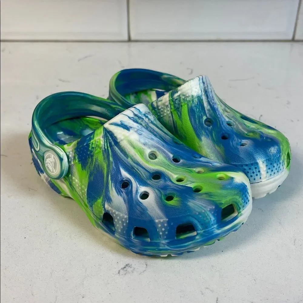 Crocs Kids Classic Glow-in-the-Dark Marbled Clogs 